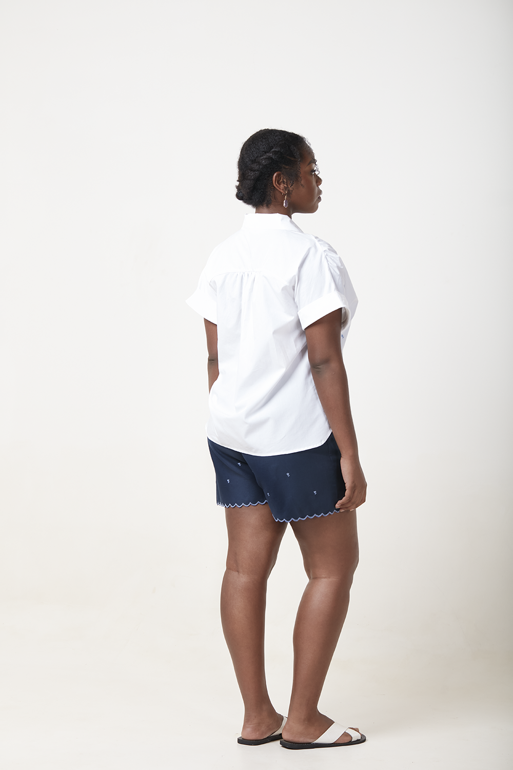 Maya Embroidered Cotton Shirt – White Edition