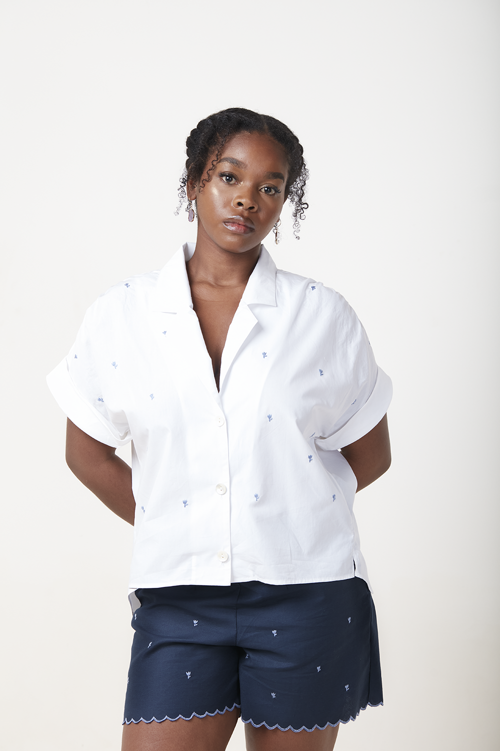Maya Embroidered Cotton Shirt – White Edition