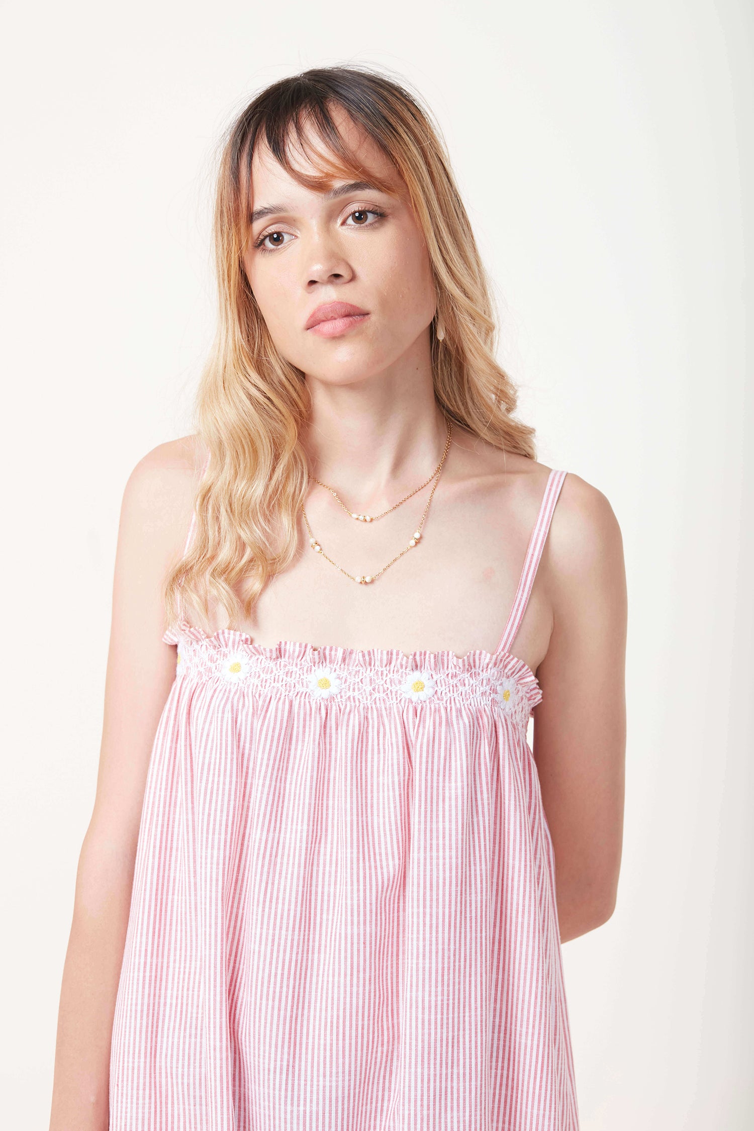 Miss Daisy dress stripped pink