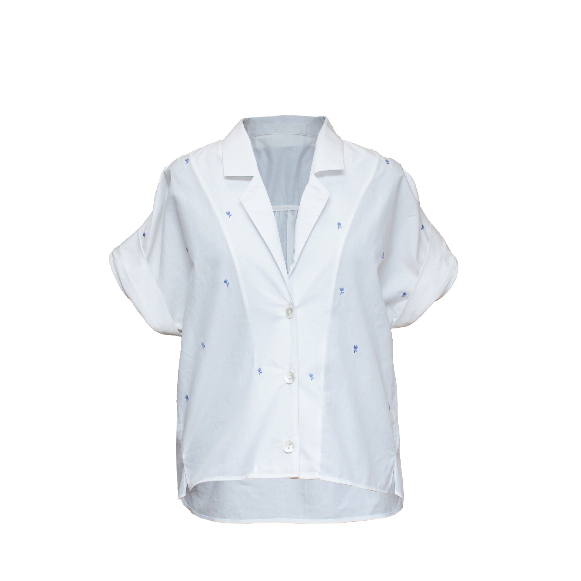 Maya Embroidered Cotton Shirt – White Edition