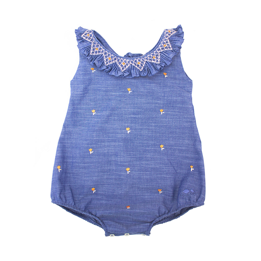 Juline Romper- Floral denim