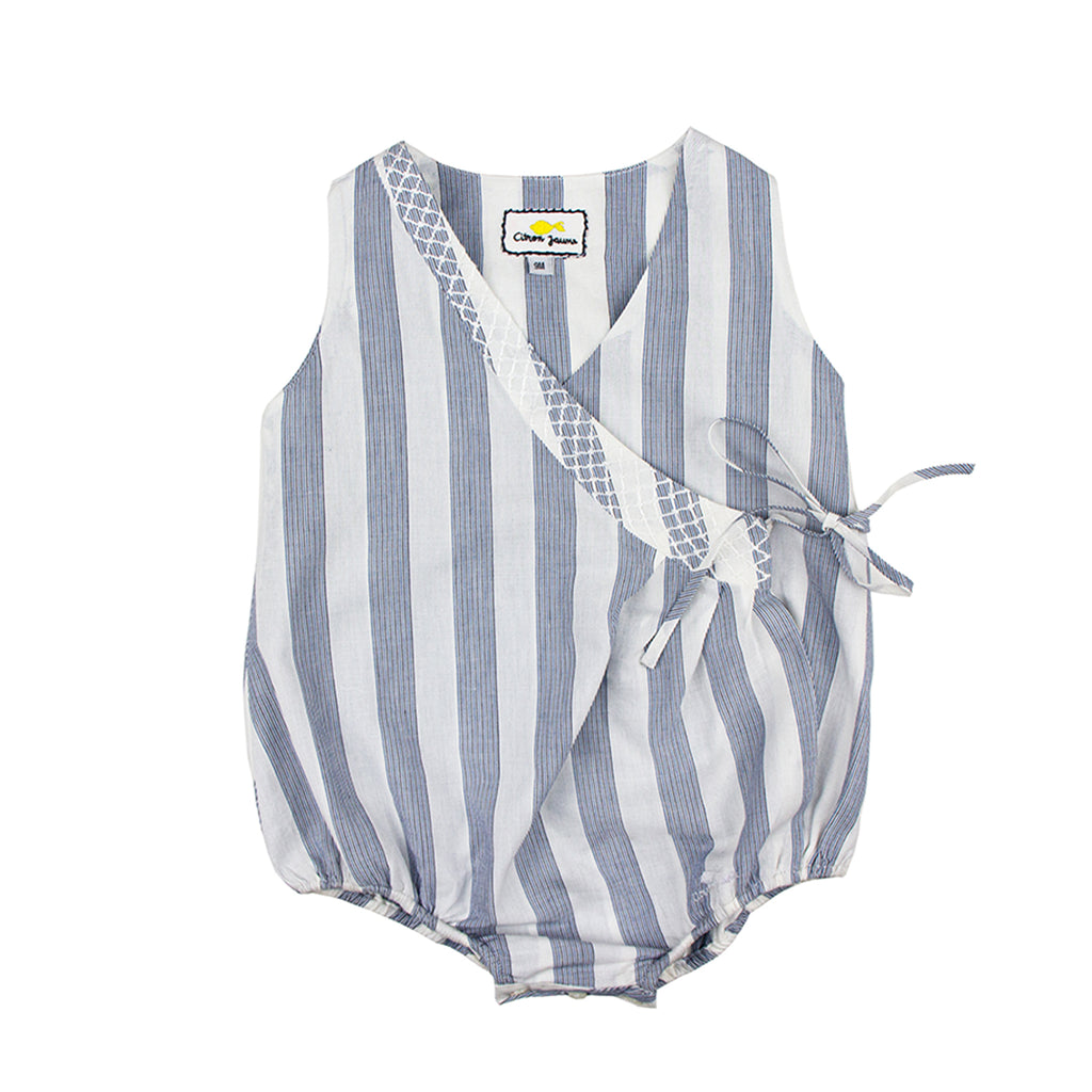 Soathina Romper- White and blue